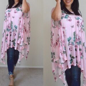 Pink Floral Poncho